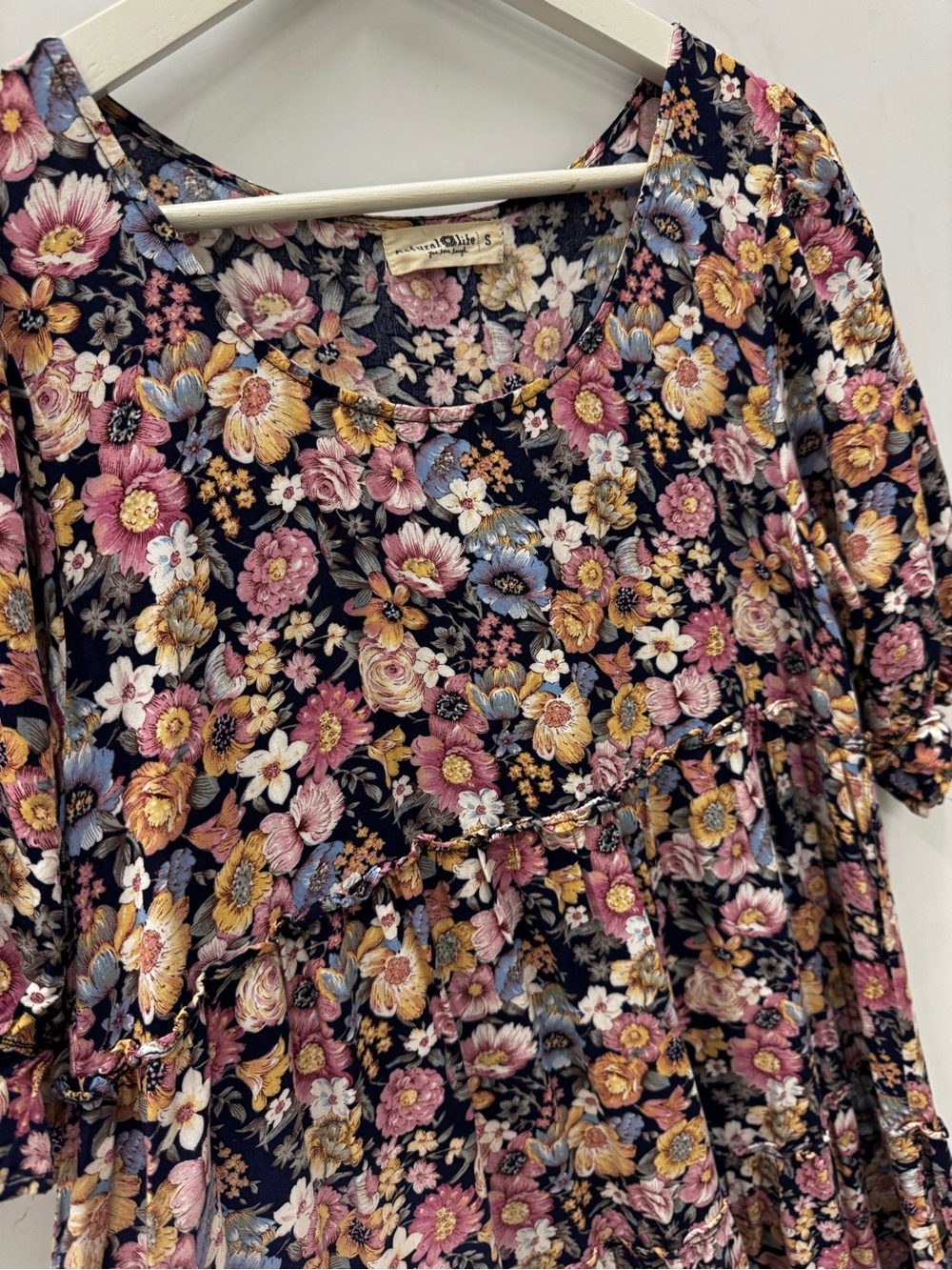 Natural Life Prairie Floral Maxi Dress Short Sleeve Size Small - Picture 6 of 9
